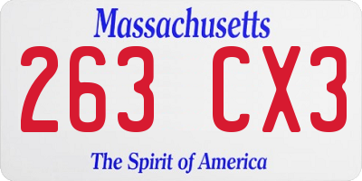 MA license plate 263CX3