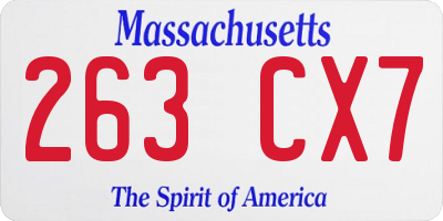MA license plate 263CX7