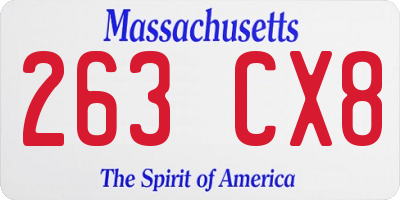 MA license plate 263CX8