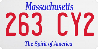 MA license plate 263CY2