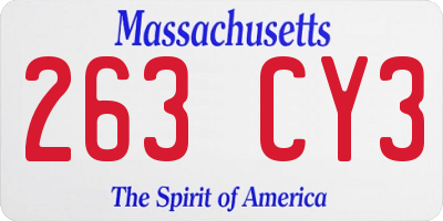 MA license plate 263CY3