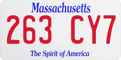 MA license plate 263CY7