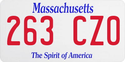 MA license plate 263CZ0