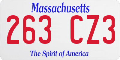 MA license plate 263CZ3
