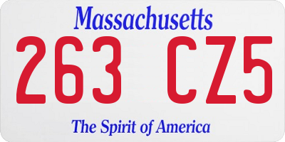 MA license plate 263CZ5