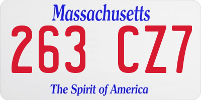 MA license plate 263CZ7