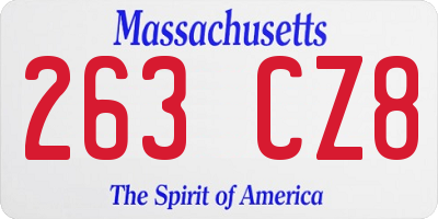 MA license plate 263CZ8