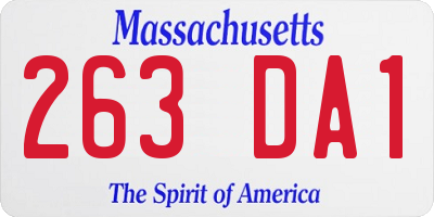 MA license plate 263DA1