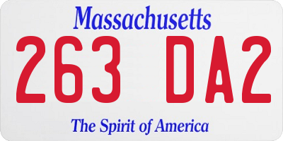 MA license plate 263DA2