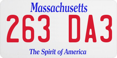 MA license plate 263DA3