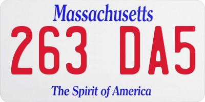 MA license plate 263DA5