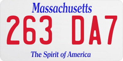 MA license plate 263DA7