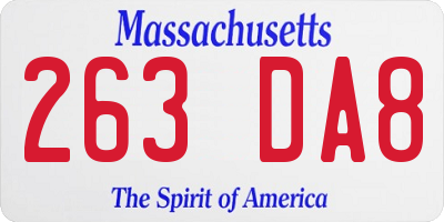 MA license plate 263DA8