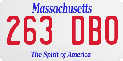 MA license plate 263DB0