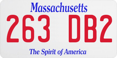 MA license plate 263DB2
