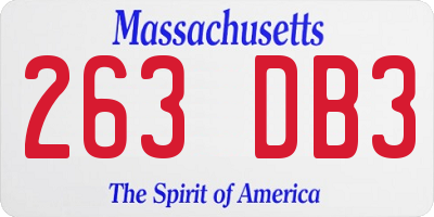 MA license plate 263DB3