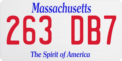 MA license plate 263DB7