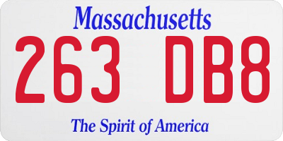 MA license plate 263DB8