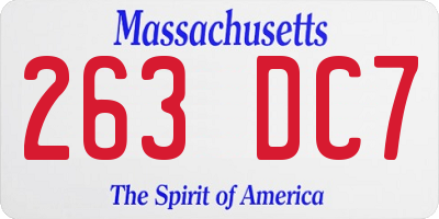 MA license plate 263DC7