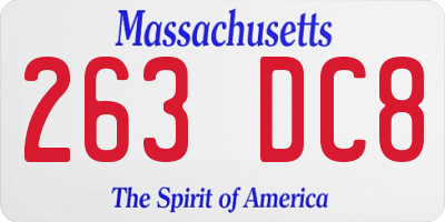 MA license plate 263DC8