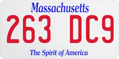 MA license plate 263DC9