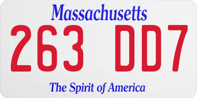 MA license plate 263DD7