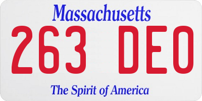 MA license plate 263DE0