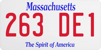 MA license plate 263DE1
