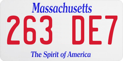 MA license plate 263DE7