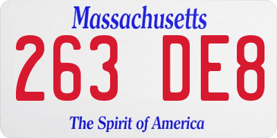 MA license plate 263DE8