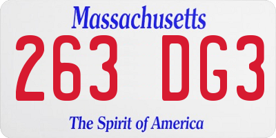 MA license plate 263DG3