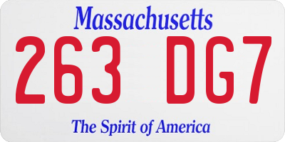 MA license plate 263DG7