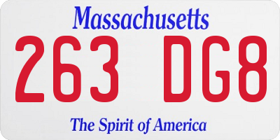 MA license plate 263DG8