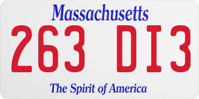 MA license plate 263DI3