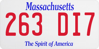 MA license plate 263DI7