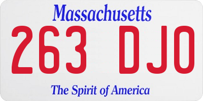 MA license plate 263DJ0