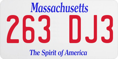 MA license plate 263DJ3
