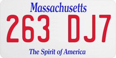 MA license plate 263DJ7