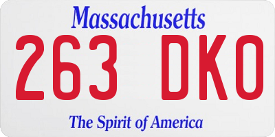 MA license plate 263DK0
