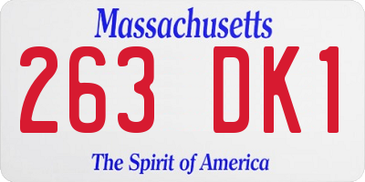 MA license plate 263DK1