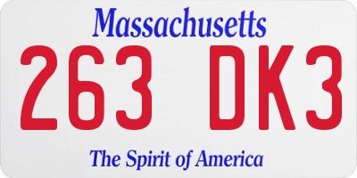 MA license plate 263DK3
