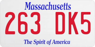 MA license plate 263DK5