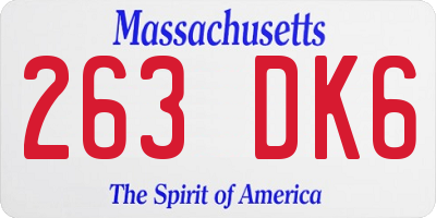 MA license plate 263DK6