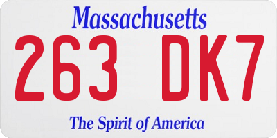 MA license plate 263DK7