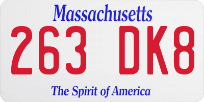MA license plate 263DK8