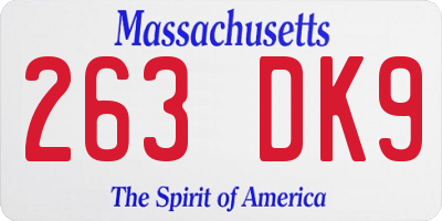 MA license plate 263DK9
