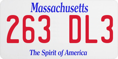 MA license plate 263DL3