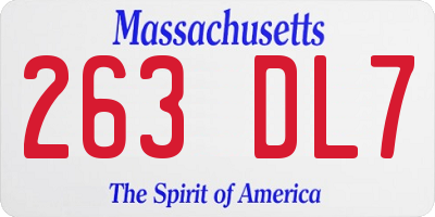 MA license plate 263DL7