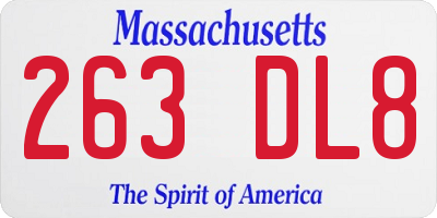 MA license plate 263DL8
