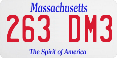 MA license plate 263DM3